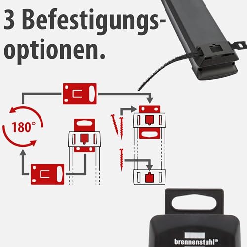 Brennenstuhl Premium-Line Steckdosenleiste 6-Fach mit Überspannungsschutz bis zu 60.000A (Mehrfachsteckdose mit Schalter und 3m Kabel, Steckdosenleiste Wandmontage, Made in Germany) schwarz