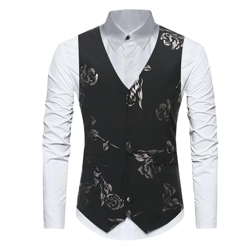 Gilet à col en V imprimé rose homme aux finitions premium