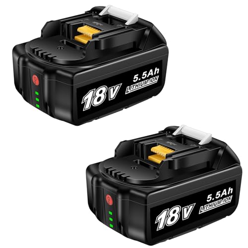 VOLT1799 2 baterías BL1850B 5.5AH de Iones de Litio, para baterías Makita 18V bl1850b, Compatible con baterías Makita...