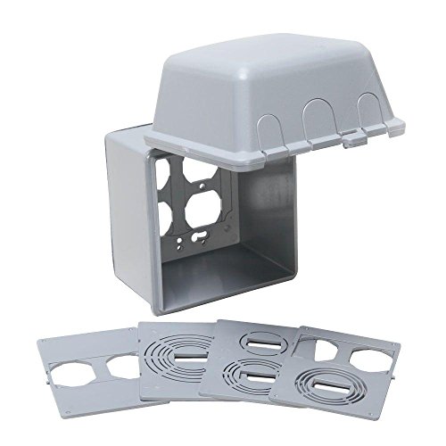 TayMac MM7440G 4.75-in. Deep Outdoor Box, UFAST 55-in-1, Rated NEMA 3R 2-Gang Weatherproof in-Use Electrical Outlet Cover for Home Improvement, Gray