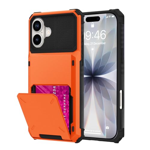 Étui portefeuille iPhone 17 orange antichoc avec porte-cartes chic