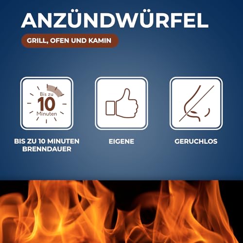 STARWAX - Anzündwürfel XXL - Brenndauer bis 10 min - Schnelle, saubere und geruchsfreie Zündung - Beeinträchtigen nicht den Geschmack der Speisen - PEFC - Packung à 96 Würfel