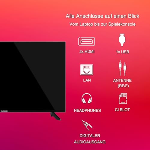 TELEFUNKEN Fernseher 32 Zoll Smart TV Powered by TiVo (Full HD, HDR, Triple-Tuner, HD+ 6 Monate inkl.) D32F751X7CW