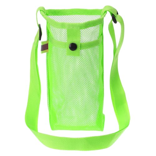 Soporte de malla para botellas PATIKIL con correa ajustable para senderismo en verde lima