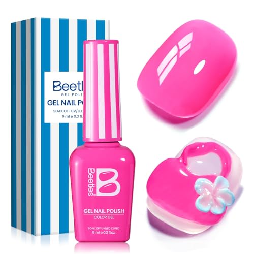 Image of Beetles Hot Pink Gel Polish - Beetles Summer Voyage BikiniPink Summer Nails, Hot Pink Gel Nail Polish, Same Color Bottle, Soak Off UV LED Neon Nails, Long-Lasting Manicure Salon DIY Home for Holiday