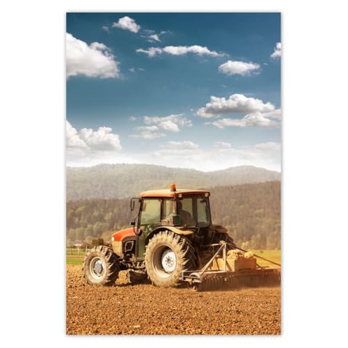 Décoration murale ferme poster photo tracteur 60 x 90 cm affiche campagne