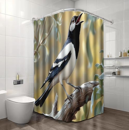 Rideau salle de bain 180x200 cm imperméable en polyester pie bavarde