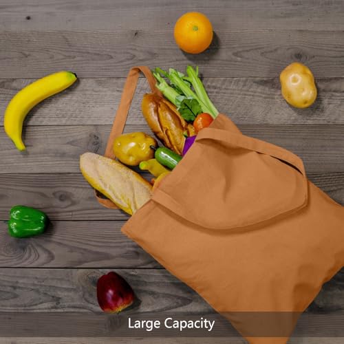 Image of TOPDesign 6-Pack Economical 16 inchx15 inch Khaki Cotton Tote Bags, Lightweight Medium Reusable Grocery Shopping Cloth Bags, Suitable for DIY, Advertising, Promotion, Gift, Activity