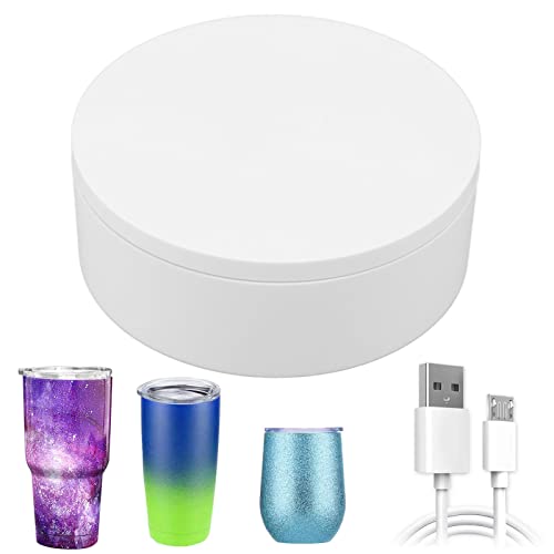 AUNMAS Drehbarer Display-Ständer, Batteriebetriebene Automatische Drehscheibe Display Weiße Plug-in-Fernbedienung Drehbarer Plattenteller 360 Grad Fotografie Drehteller(Durchmesser 13 cm / 5,1 Zoll)