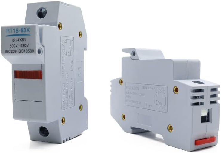 10 Sets PV Solar Fuse 500V DC 14 * 51Fuse, with LED Fuse Holder for Solar System Protection RT18-63X 1P