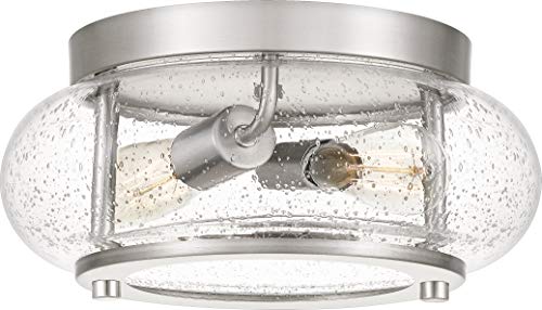 Quoizel TRG1612BN Trilogy Glass Lantern Flush Mount Ceiling Lighting, 2-Light, 150 Watts, Brushed Nickel (6