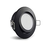 Conceptrun LED Einbaustrahler schwenkbar rund schwarz Aluminium Downlight mit flachem LED Modul für eine geringe Einbautiefe 30mm Deckenspot 230V warmweiß