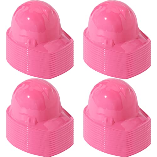 Sumind 48 Packs Construction Party Hats Kids Plastic Worker Helmet Bulk Toy for 3-8 Years Children Dress up Party Supplies(Pink)