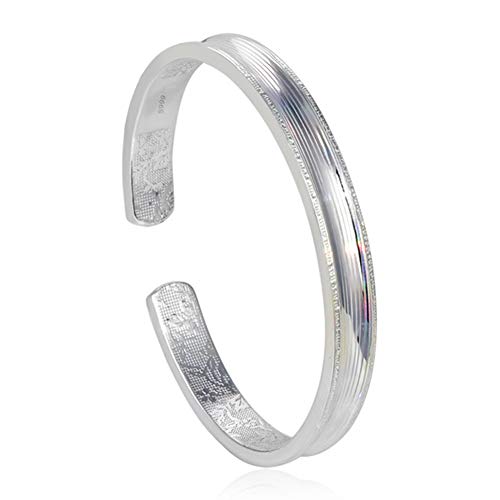Bracelet en argent sterling 999 femme jonc ouvert réglable à breloques