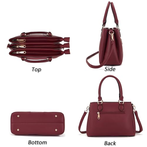 Image of Qiyuer Purses and Wallet Set for Women Satchel Handbag Tote Bag | 3 Zippered Compartments,Pebble PU leather,Multi-slot design,Everyday commuting