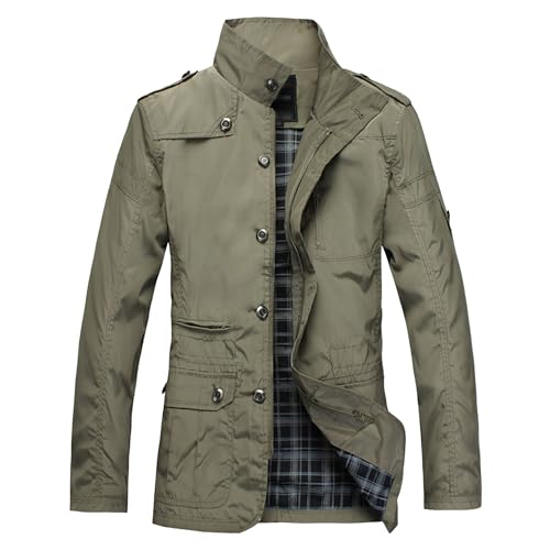 Veste militaire homme col montant coupe-vent coton casual sherpa automne hiver