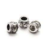 Herz Metallperle Spacer Charms Tube Herz antiksilber Großloch(10177) 11x8mm 3Stk.