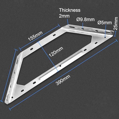 LIKERAINY 90 Grad Winkelverbinder 270x270mm Winkel Klammern Dreieck Form Ecke Klammer Eisenmetall Möbelverbinder Winkel Verschluss Stuhl Regal-Stützverbinder 2 Stück