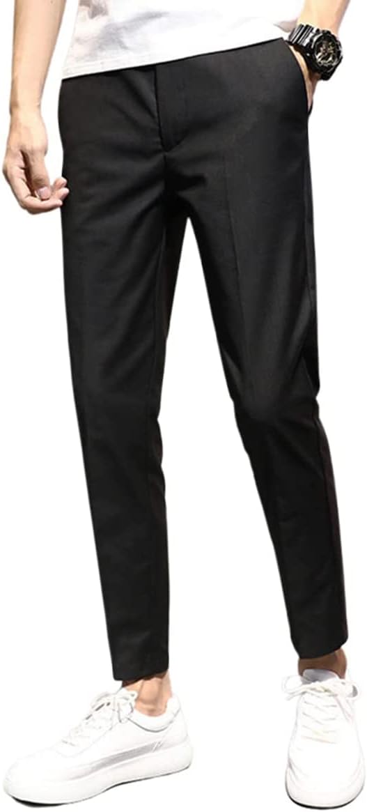 utcoco Men's Cropped Suit Pants Slim-Fit Ankle Length Dress Pants