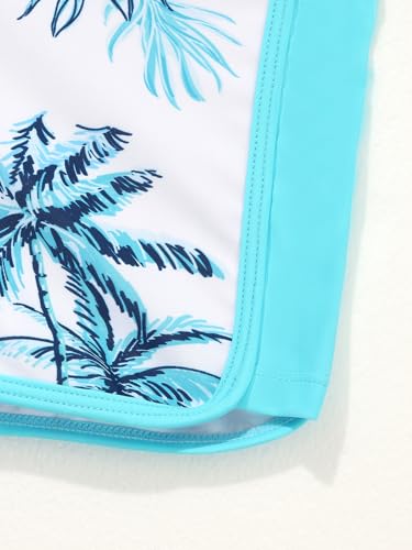Image of Girls Swimsuit 3 Piece Bathing Suit Printed Sport Bikini Set with Shorts Summer Beach Swimwear for Teen Girls 9-16T