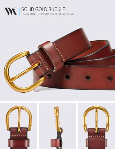 WOLFANT Womens Casual leather Jean Belt,1.1" Ladies Belt with Gold Buckle,100% Italian Full Grain Real Solid Leather3