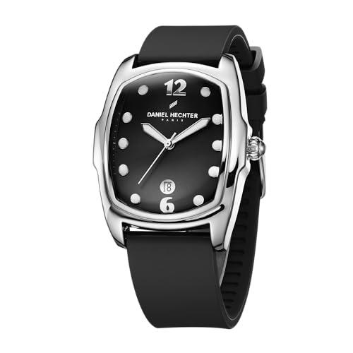 Image of Daniel Hechter Paris Cite Collection Analog Watch for Men with Square Dial, Magnifier Dome Glass, Date Display, Quartz Movement and Silicone Strap - DHM1017