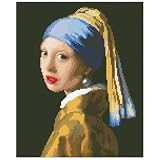 Zhenqing Johannes Vermeer's Girl with a Pearl Earring Cross Stitch Kit – 14CT 30x35cm Pre-Printed Full Coverage Embroidery, No Hoop Needed, Beginner-Friendly Art Craft (70346)