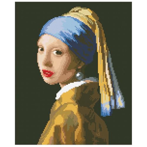 Zhenqing Johannes Vermeer's Girl with a Pearl Earring Cross Stitch