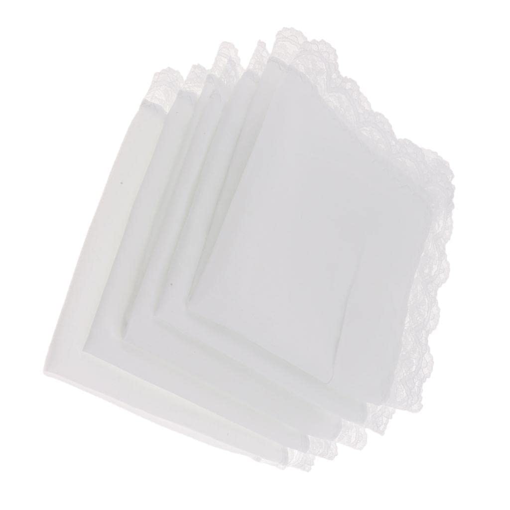 5 Pack Ladies Embroidery Cotton Handkerchiefs Lace Border White Hanky|Clothing Shoes & Accessories | Mens Accessories | Handkerchiefs-image-7