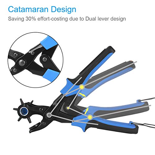 Diyife® Leather Hole Punch, Belt Hole Puncher - Upgraded Version With Hole Size Dial, Heavy Duty Revolving Plier Tool Set, Multi Sized For Belts, Watch Bands, Fabric, Pet Collars, Crafts, Rubber, Etc. #TOP2