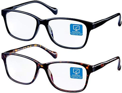 Blue Light Blocking Glasses/Computer Glasses 2 Pack for Women /Men Computer Reading/Gaming/TV/Phones Glasses,Anti Eyestrain & UV Glare