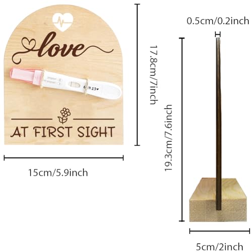 Image of FREEBLOSS Wooden Pregnancy Announcement for Dad Electrocardiogram Heart Pregnancy Test Keepsake Wooden Sign Baby Surprise Pregnancy Announcement Sign Fun Ways to Announce Pregnancy to Be Gifts