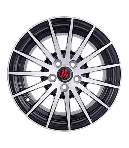 Image of UNO Minda W1D147-000M00 15 inch Car Alloy Wheel, PCD 100, 5 Hole, Black Machined finish