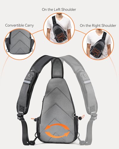 Bolso tipo sling para hombre y mujer, gris miniatura 5