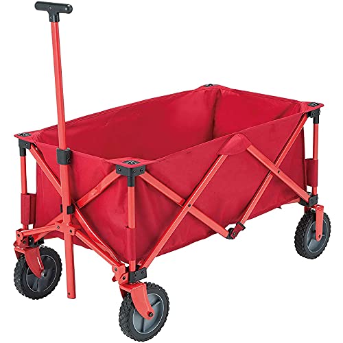 Carrito de la compra plegable para exteriores, carrito de jardín, mango ajustable, para compras, playa, al aire libre, rojo