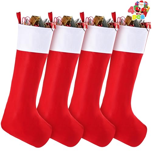 Joyin, 4 calze natalizie giganti da 91,4 cm, in feltro, grandi calze di Natale per decorazioni per feste e per albero di Natale