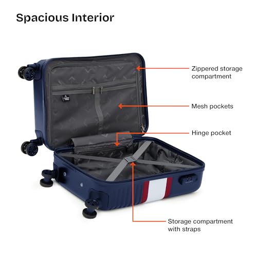 Image of Nasher Miles Mexico Hard-Sided Polycarbonate Cabin Luggage 20 inch | 55cm | 8 Wheels Small Trolley Bag for Travel | Suitcase (Navy Blue White)