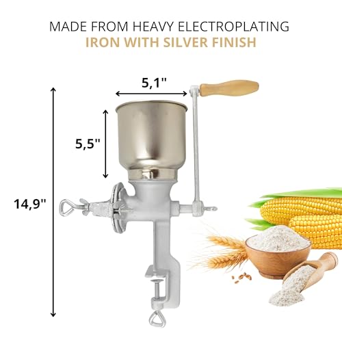 Handheld Iron Grain Mill - Manual Mill Food Grinder Hand Crack Corn Grinder Crank Grains Oats Corn Wheat Coffee Nuts Malt Mill Hand Operated Grain
