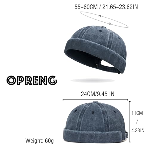 Image of Classic Vintage Style Solid Color Sailor brimless Skull hat Casual Washed Cotton Rolled Cuff Harbour Hat