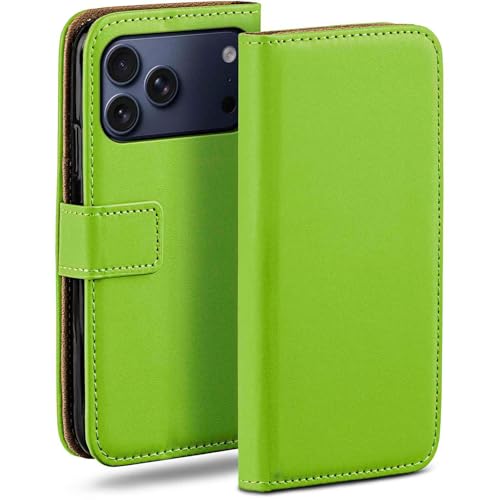 Étui iPhone 17 Pro moex en cuir synthétique vert avec porte-carte