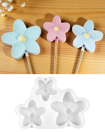 EPODA Silikonformen Gießformen für Blumen 3 Stück Frühling Silikonform zum Gießen von Gips Flexible Blumen-Silikonform für DIY-Basteln Beton & Kerzen