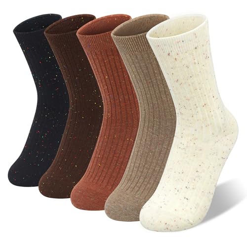 SERISIMPLE Kids Crew Socks Colorful Cute Lightweight Cotton Casual Mid-Calf Ribbed Sock Fashion Vertical Stripe Boy Girls 5 Pairs (US, Alpha, Medium, Regular, Assorted4)