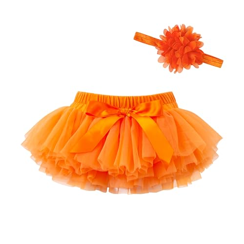 Image of 6M-3T Infant Baby Girl Tutu Skirt Toddler Girls Solid Color Tulle Skirts Birthday Outfits with Headband