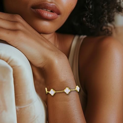 18K Gold-Plated Four Leaf Clover Bracelet for Women ，Adjustable lucky Bracelet Set Jewelry ，Jewelry Gifts for Women3