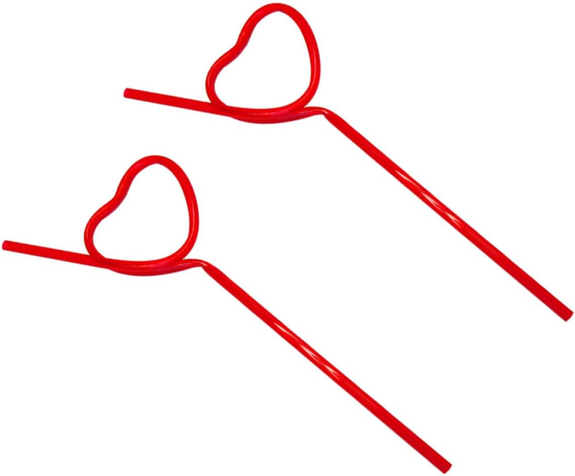 Abaodam 8 pcs Wedding Day Bachelorette Decorations Drinking Valentine Heart Valentines Supplies Party Novelty Plastic Straws: Unique Props Sipping for Straws, Shaped Loop Heart- Love