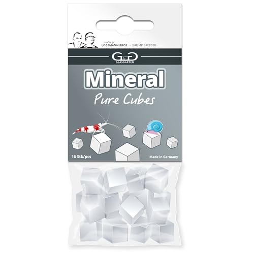 GlasGarten Mineral Pure Cubes | 16 STK. – Ergänzungsfutter/Mineralfutter für Ziergarnelen, Schnecken & Krebse, verbesserte Wasserqualität, direkte Einwirkung auf Gesamthärte & Leitwert