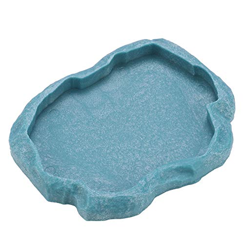 Feeder ABS Hars Duurzame Reptile Rock Voedsel en Waterschotel Feeder Bowl voor Schildpad Hagedis (M-sky blue) - Afbeelding 6