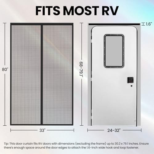 EJYTRVT Magnetic RV Screen Door – Tear-Resistant Mesh for Camper, Travel Trailer & Fifth Wheel | Keeps Bugs Out, Lets Fresh Air in, Pet-Friendly with Instant Magnetic Closure (Fits 33"x80") by EJYTRVT - Used condition - Image 6