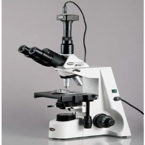 Image of AmScope T690C-PL-10M Digital Trinocular Compound Microscope, 40X-2500X Magnification, WH10x and WH25x Super-Widefield Eyepieces, Infinity Plan Achromatic Objectives, Brightfield, Kohler Condenser, Double-Layer Mechanical Stage, Includes 10MP Camera with Reduction Lens and Software