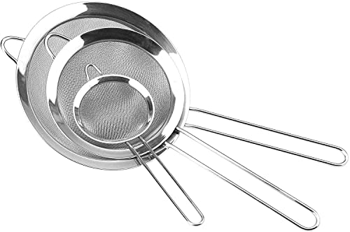 AyZou Küchensieb Set 4-tlg. Edelstahl - 8/10/12/14cm Feinmaschig Spülmaschinenfest